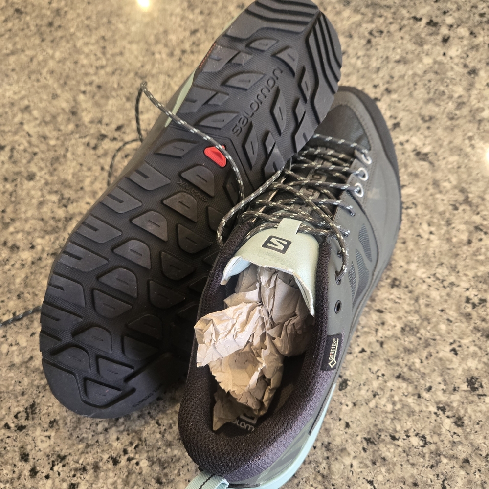 Salomon Women's Gray and Teal Trail Shoes - Picture 3 of 5
